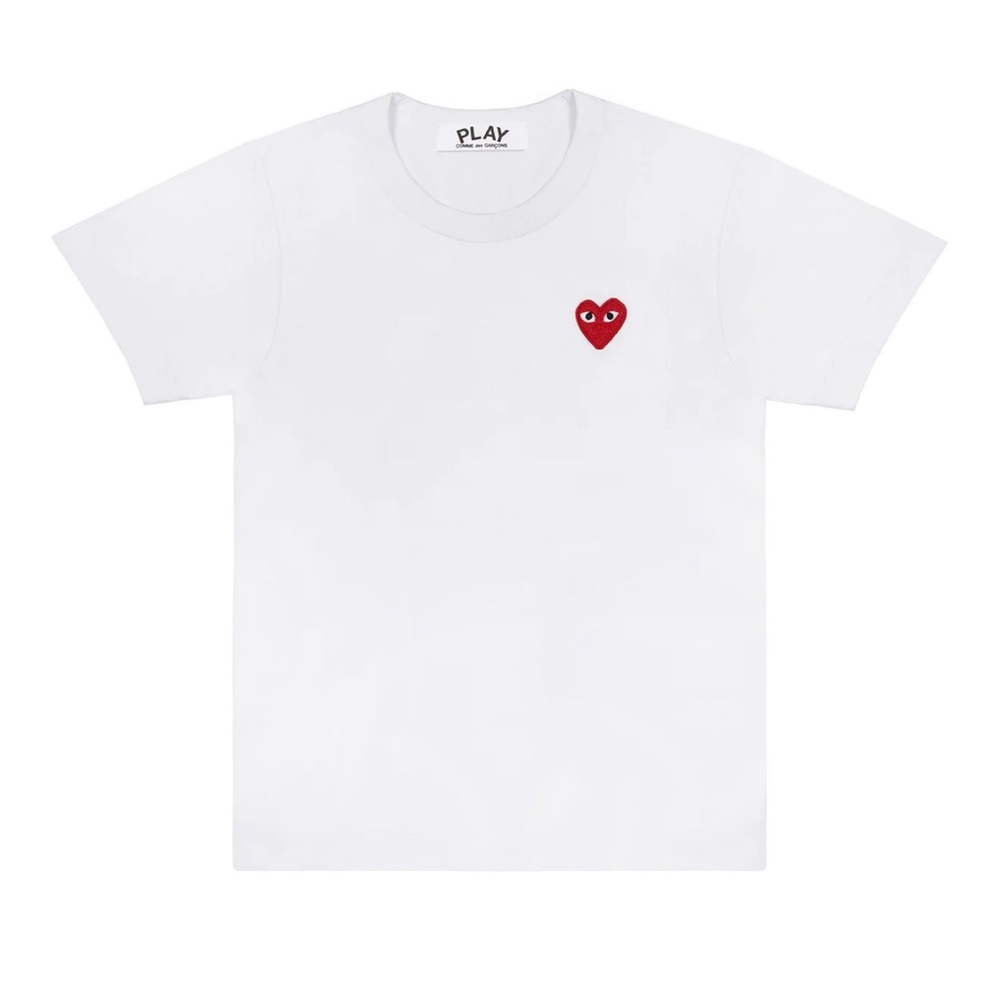 PLAY COMME DES GARÇONS red heart patch white cotton t-shirt tee shirt